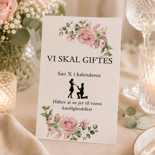 Save the date kort 8x14.8 - Romantisk rose