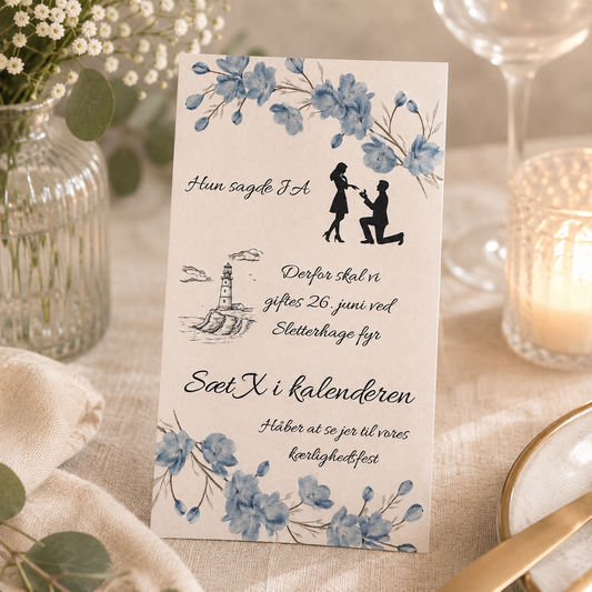Save the date kort 8x14.8 - Blå Lagune