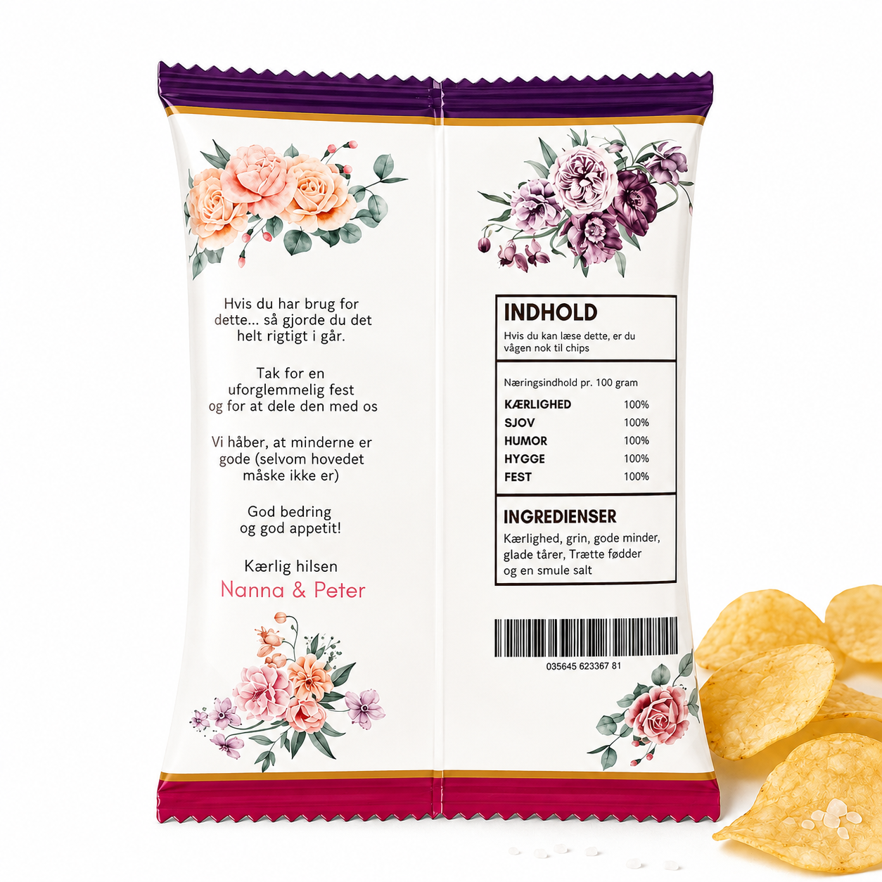 Personlig Chipspose til bryllup